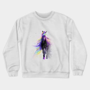 Magical Horse Wandering Through Star-Lit Fields of Space Dust Crewneck Sweatshirt